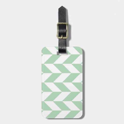 Mint Green Herringbone Pattern Bagagelabel (Voorkant verticaal)