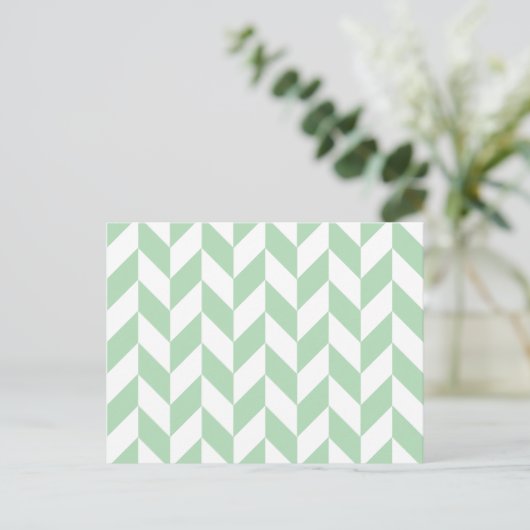 Mint Green Herringbone Pattern Briefkaart (Staand voorkant)
