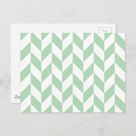 Mint Green Herringbone Pattern Briefkaart (Voorkant / Achterkant)