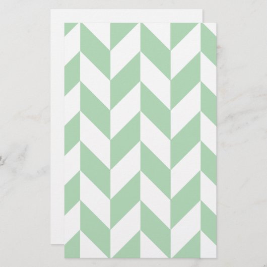 Mint Green Herringbone Pattern Briefpapier (Voorkant / Achterkant)