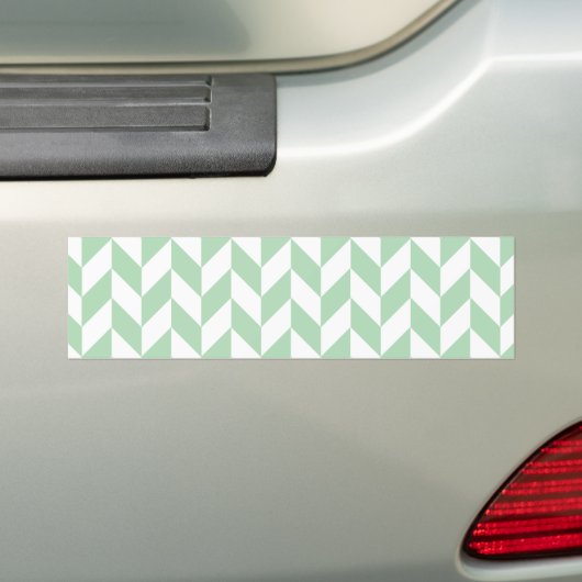 Mint Green Herringbone Pattern Bumpersticker (Op auto)