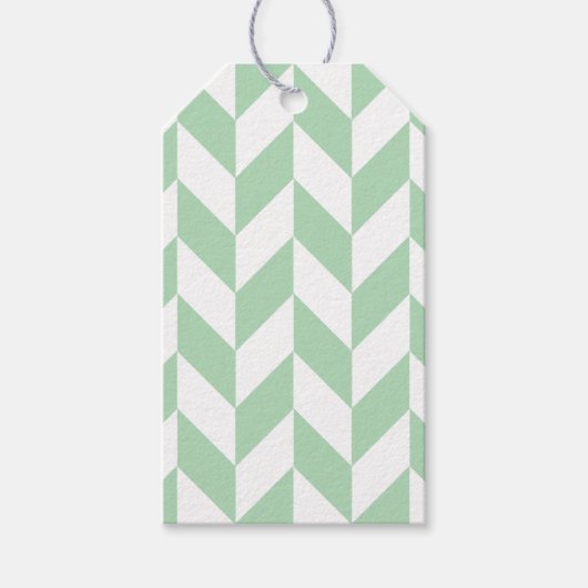 Mint Green Herringbone Pattern Cadeaulabel (Voorkant)