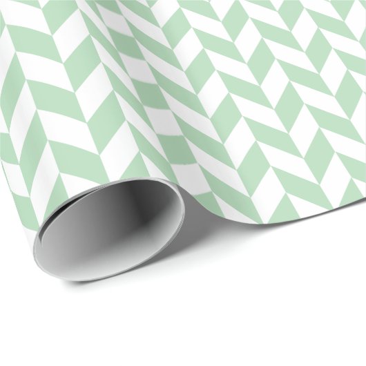 Mint Green Herringbone Pattern Cadeaupapier (Rol Hoek)