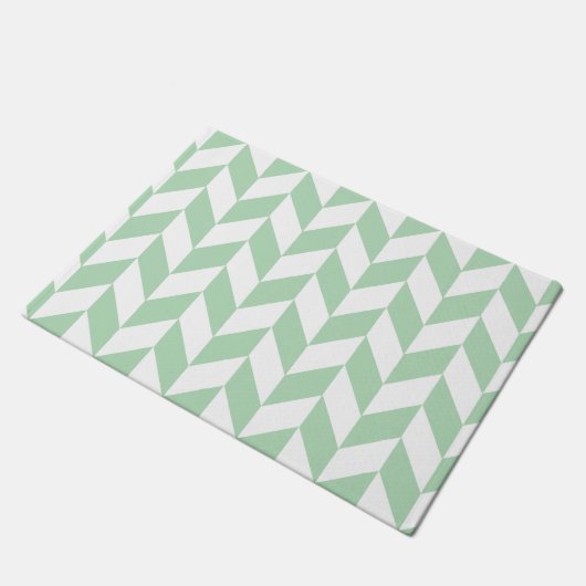 Mint Green Herringbone Pattern Deurmat (Schuin)