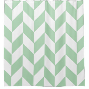 Mint Green Herringbone Pattern Douchegordijn