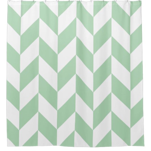 Mint Green Herringbone Pattern Douchegordijn (Voorkant)