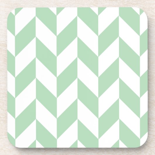 Mint Green Herringbone Pattern Drankjes Onderzetter (Voorkant)