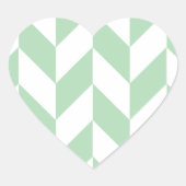 Mint Green Herringbone Pattern Hart Sticker (Voorkant)