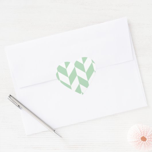 Mint Green Herringbone Pattern Hart Sticker (Envelop)