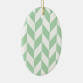 Mint Green Herringbone Pattern Keramisch Ornament (Rechts)