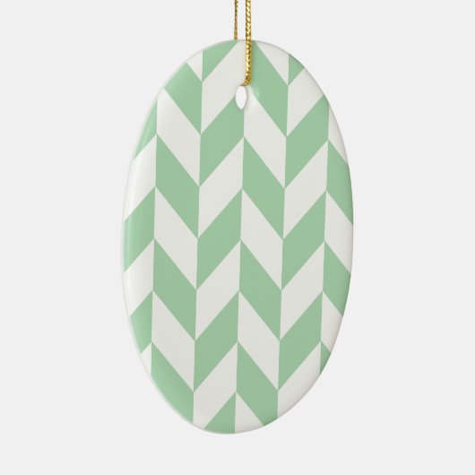 Mint Green Herringbone Pattern Keramisch Ornament (Rechts)