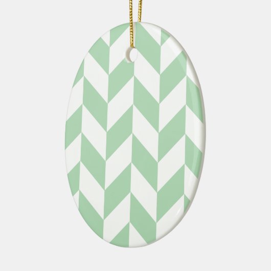 Mint Green Herringbone Pattern Keramisch Ornament (Links)