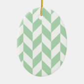 Mint Green Herringbone Pattern Keramisch Ornament (Voorkant)