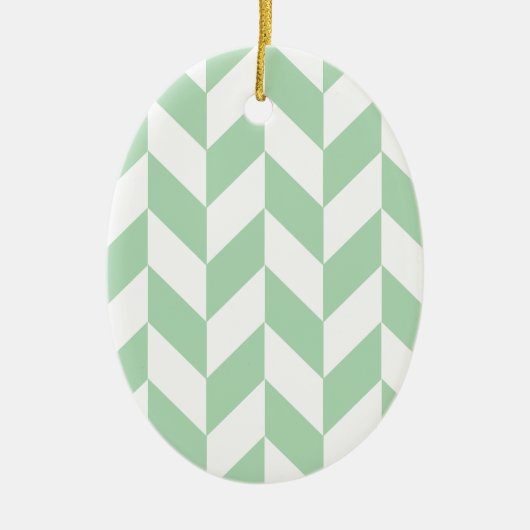 Mint Green Herringbone Pattern Keramisch Ornament (Voorkant)