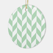Mint Green Herringbone Pattern Keramisch Ornament (Links)