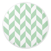 Mint Green Herringbone Pattern Keramische Knop (Voorkant)
