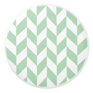 Mint Green Herringbone Pattern Keramische Knop