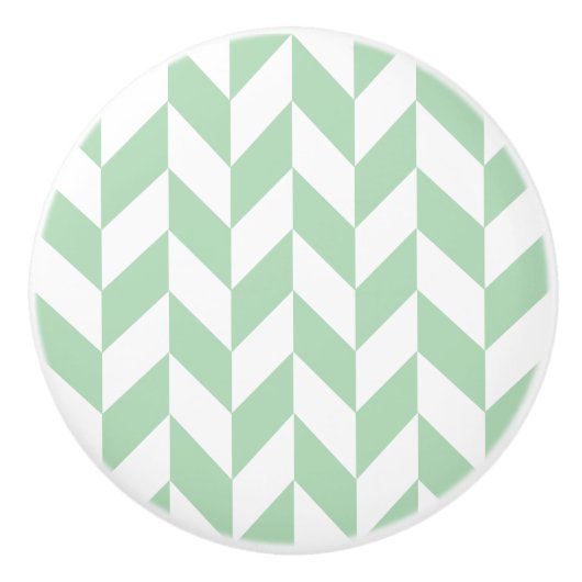 Mint Green Herringbone Pattern Keramische Knop (Voorkant)