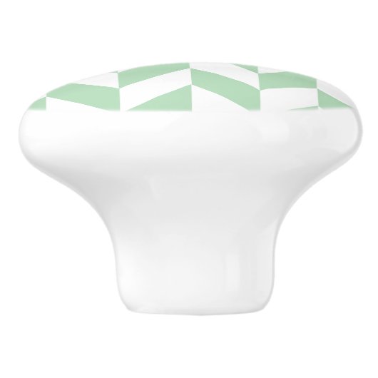 Mint Green Herringbone Pattern Keramische Knop (Zijkant)