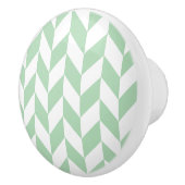 Mint Green Herringbone Pattern Keramische Knop (Rechts)