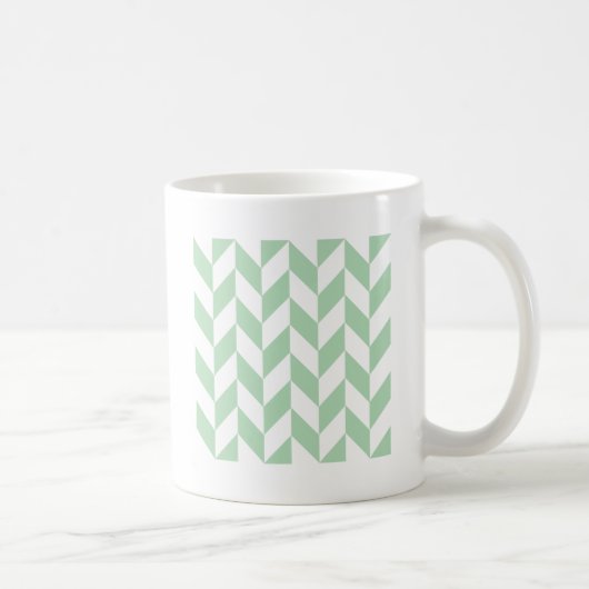 Mint Green Herringbone Pattern Koffiemok (Rechts)