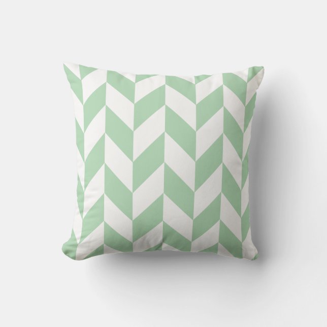 Mint Green Herringbone Pattern Kussen (Voorkant)