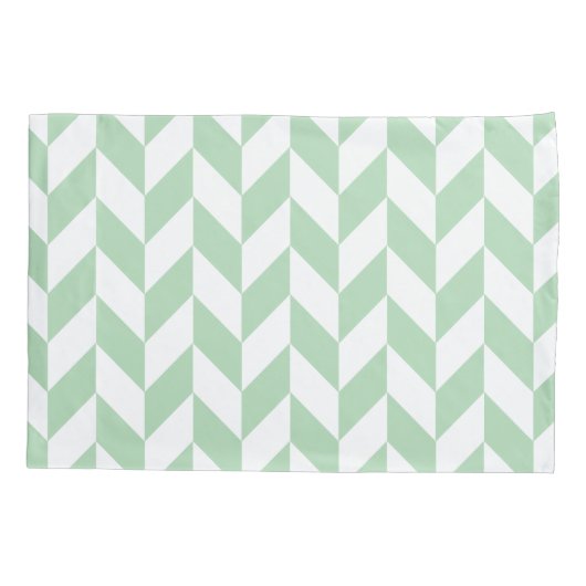 Mint Green Herringbone Pattern Kussensloop (Achterkant-Links)