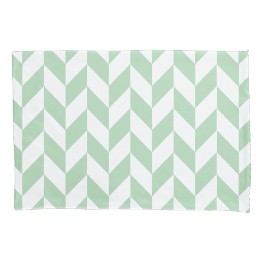 Mint Green Herringbone Pattern Kussensloop (Voorkant-Links)