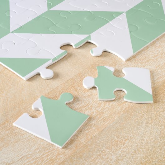 Mint Green Herringbone Pattern Legpuzzel (Zijkant)