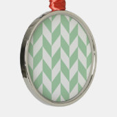 Mint Green Herringbone Pattern Metalen Ornament (Rechts)
