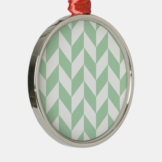 Mint Green Herringbone Pattern Metalen Ornament (Rechts)
