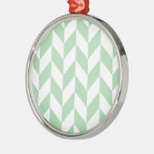 Mint Green Herringbone Pattern Metalen Ornament (Links)