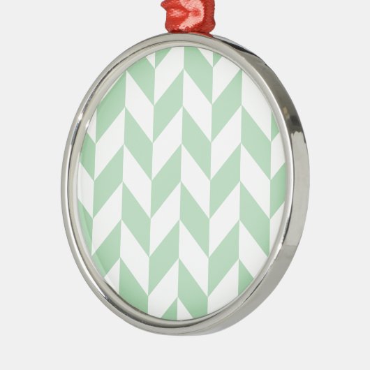 Mint Green Herringbone Pattern Metalen Ornament (Links)