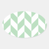Mint Green Herringbone Pattern Ovale Sticker (Voorkant)