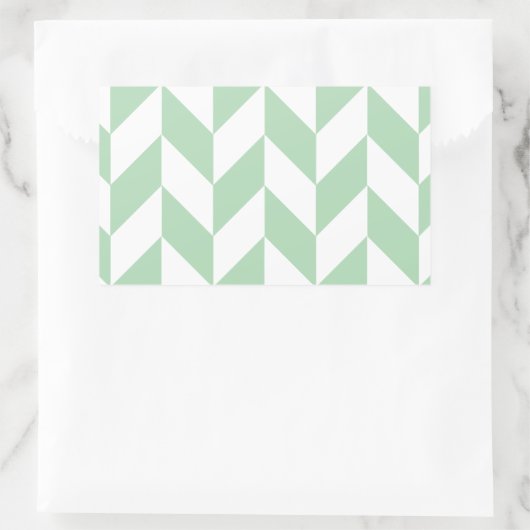 Mint Green Herringbone Pattern Rechthoekige Sticker (Tas)