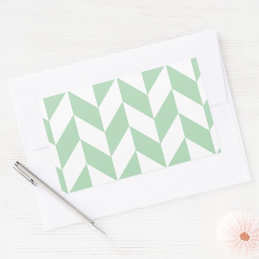 Mint Green Herringbone Pattern Rechthoekige Sticker (Envelop)