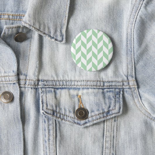 Mint Green Herringbone Pattern Ronde Button 5,7 Cm (In situ)