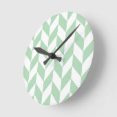 Mint Green Herringbone Pattern Ronde Klok (Hoek)