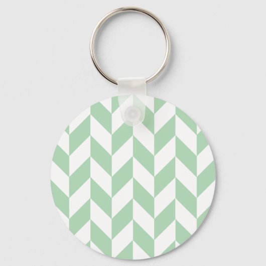 Mint Green Herringbone Pattern Sleutelhanger (Voorkant)