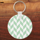 Mint Green Herringbone Pattern Sleutelhanger (Voorkant)
