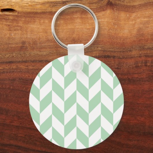 Mint Green Herringbone Pattern Sleutelhanger (Voorkant)