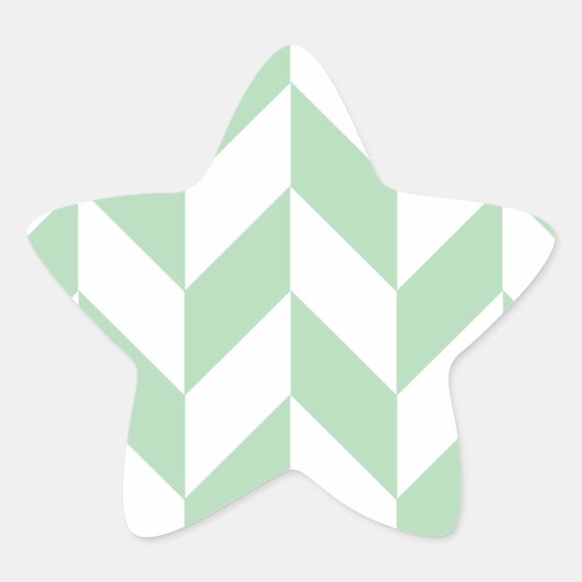 Mint Green Herringbone Pattern Ster Sticker (Voorkant)