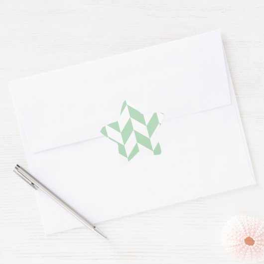 Mint Green Herringbone Pattern Ster Sticker (Envelop)