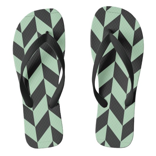 Mint Green Herringbone Pattern Teenslippers (Voetbed)