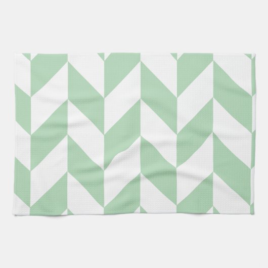 Mint Green Herringbone Pattern Theedoek (Horizontaal)