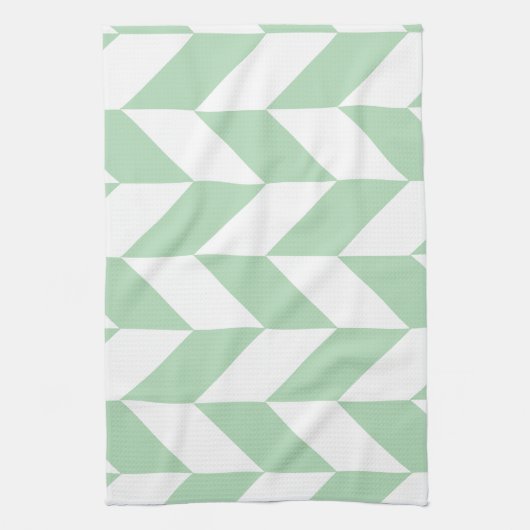 Mint Green Herringbone Pattern Theedoek (Verticaal)