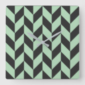 Mint Green Herringbone Pattern Vierkante Klok (Voorkant)