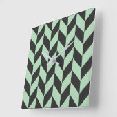 Mint Green Herringbone Pattern Vierkante Klok (Hoek)