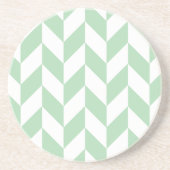 Mint Green Herringbone Pattern Zandsteen Onderzetter (Voorkant)