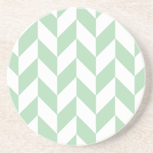 Mint Green Herringbone Pattern Zandsteen Onderzetter